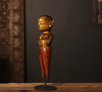 Vintage Hand-Carved Tribal Wooden Figurine on Stand - A Rare Find