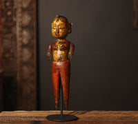 Vintage Hand-Carved Tribal Wooden Figurine on Stand - A Rare Find