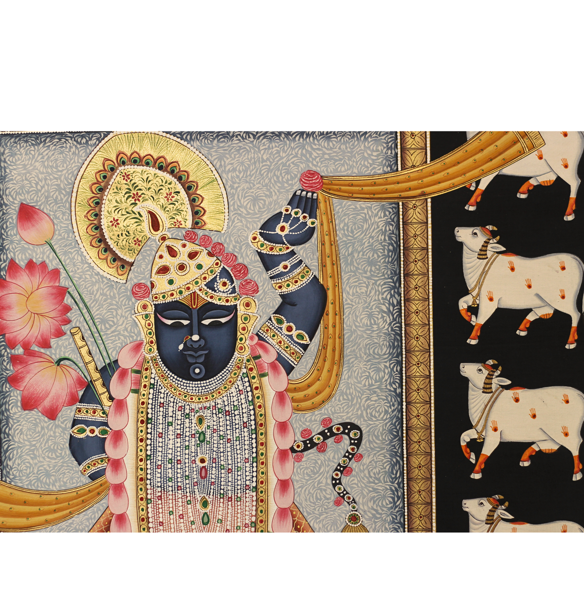 Shrinathji Pichwai Painting With Cows