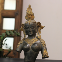 Brass Tara Bust – Antique Finish with Rustic Gold