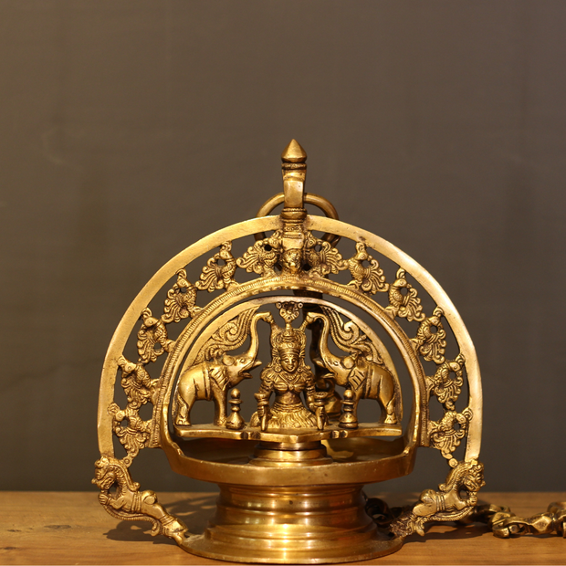 Brass Gajalakshmi Oil Lamp (Diya) – Traditional Lakshmi Deepam