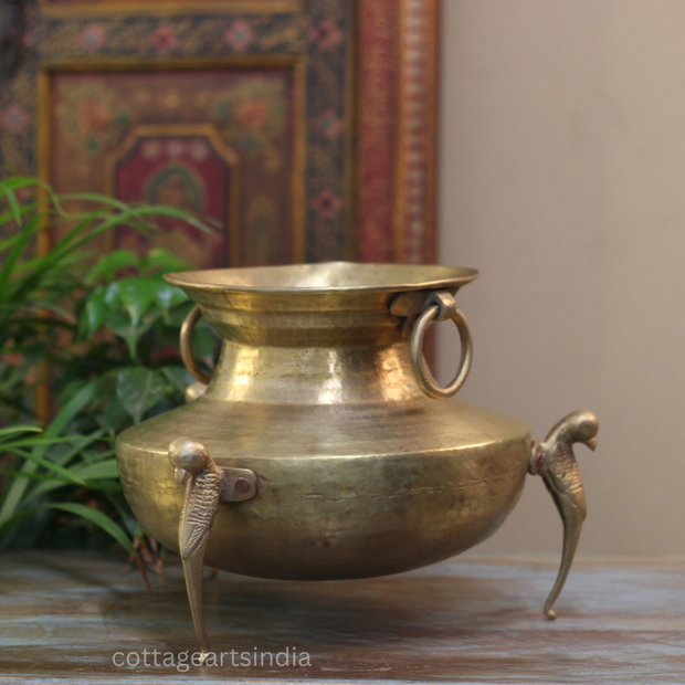 Brass Vintage Carved Planter