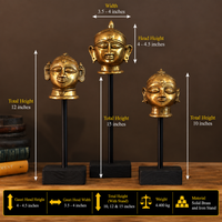 Brass Gauri Head Set of 3 On Stand