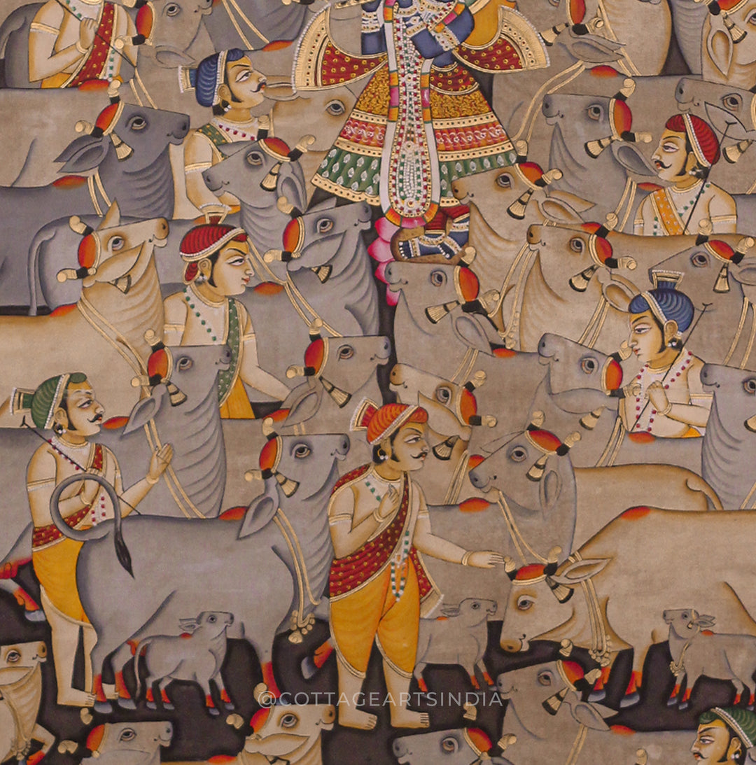 Pichwai Painting Shreenath Ji Gau-Chaaran- With 24 Utsav