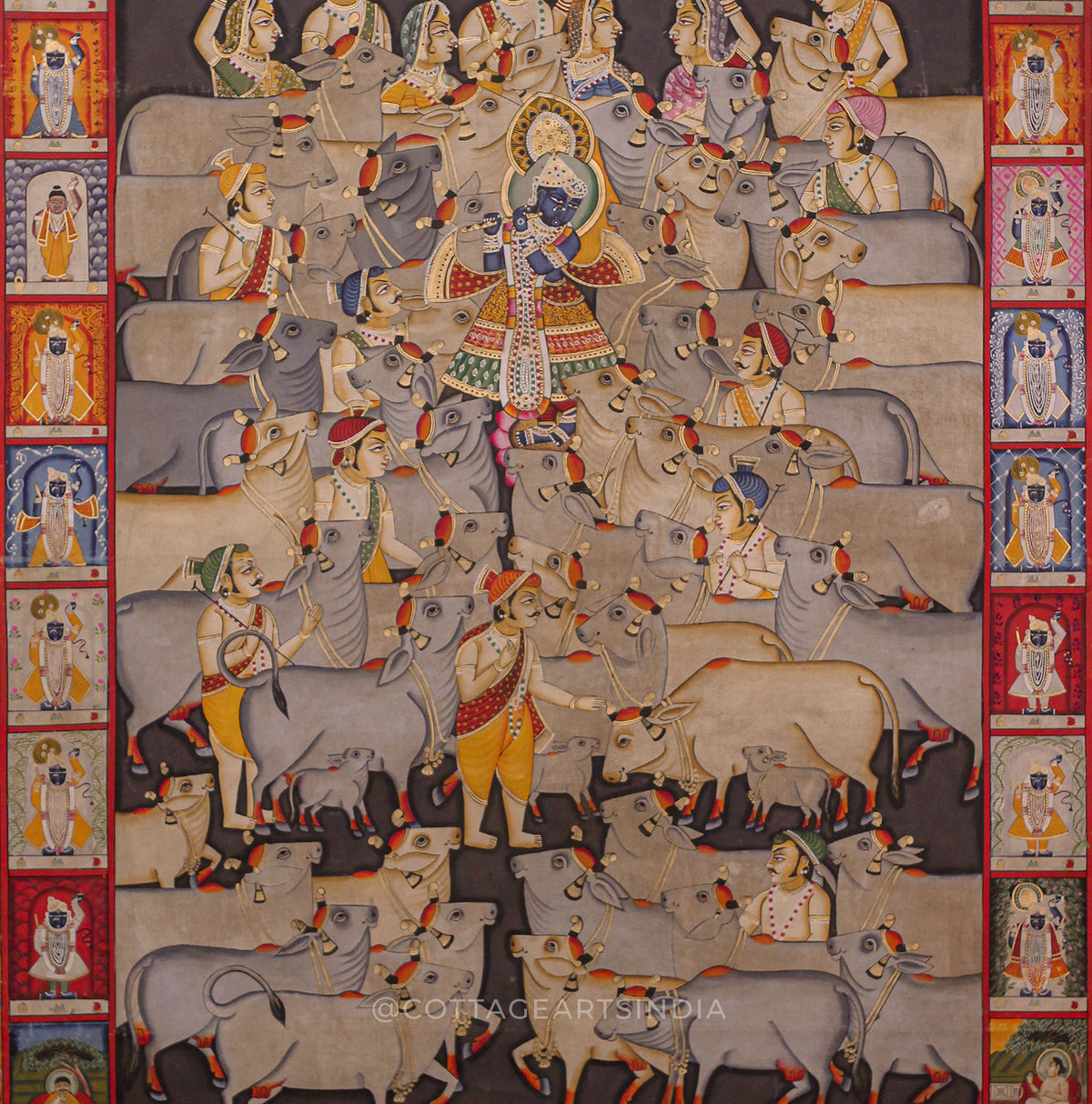 Pichwai Painting Shreenath Ji Gau-Chaaran- With 24 Utsav