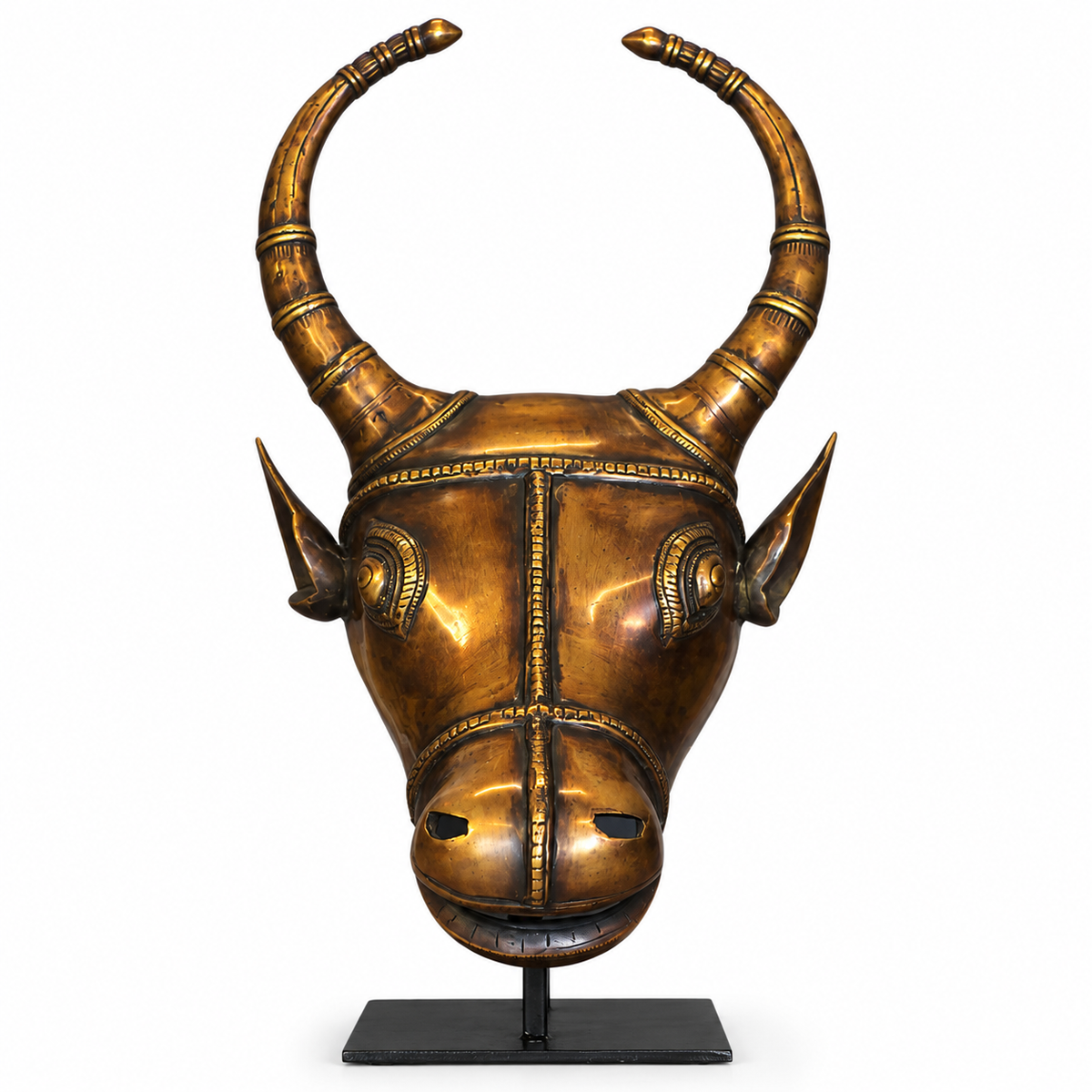 Brass Antique Finish Bull Head Table Decor