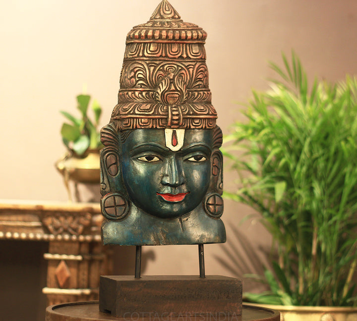 Wooden Vishnu Mask on Stand