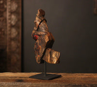 Vinatge Hand-Carved Wooden Horse Artefact on Stand