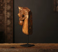 Vintage Hand-Carved Wooden Horse Head Sculpture on Stand