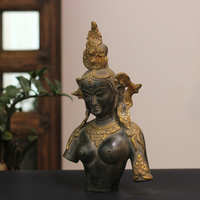 Brass Tara Bust – Antique Finish with Rustic Gold