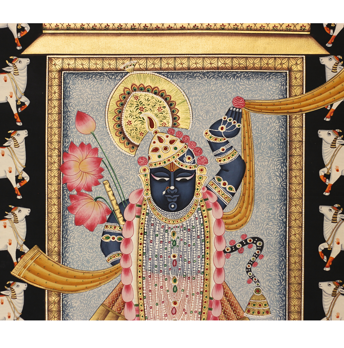 Shrinathji Pichwai Painting With Cows