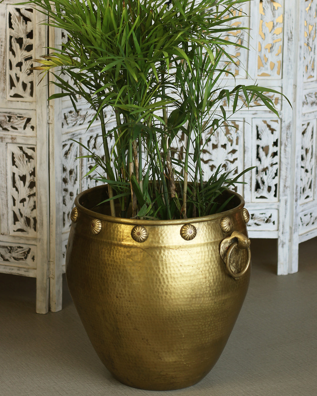 Brass Vintage Carved Planter