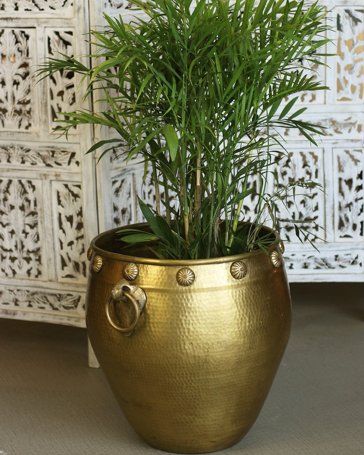 Brass Vintage Carved Planter