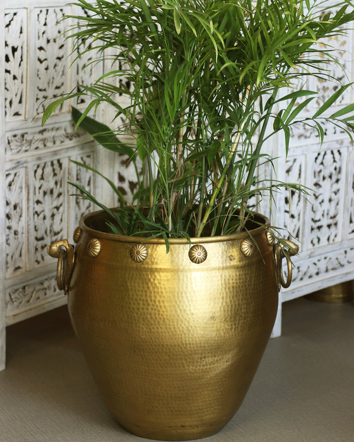 Brass Vintage Carved Planter