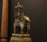 Brass Vintage Elephant With Mahavat