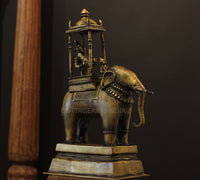 Brass Vintage Elephant With Mahavat