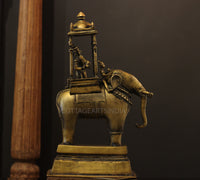 Brass Vintage Elephant With Mahavat
