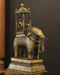 Brass Vintage Elephant With Mahavat
