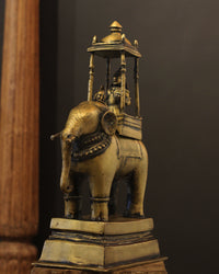 Brass Vintage Elephant With Mahavat