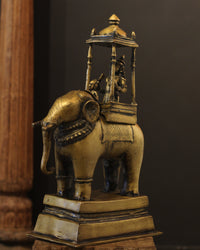 Brass Vintage Elephant With Mahavat