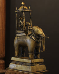 Brass Vintage Elephant With Mahavat