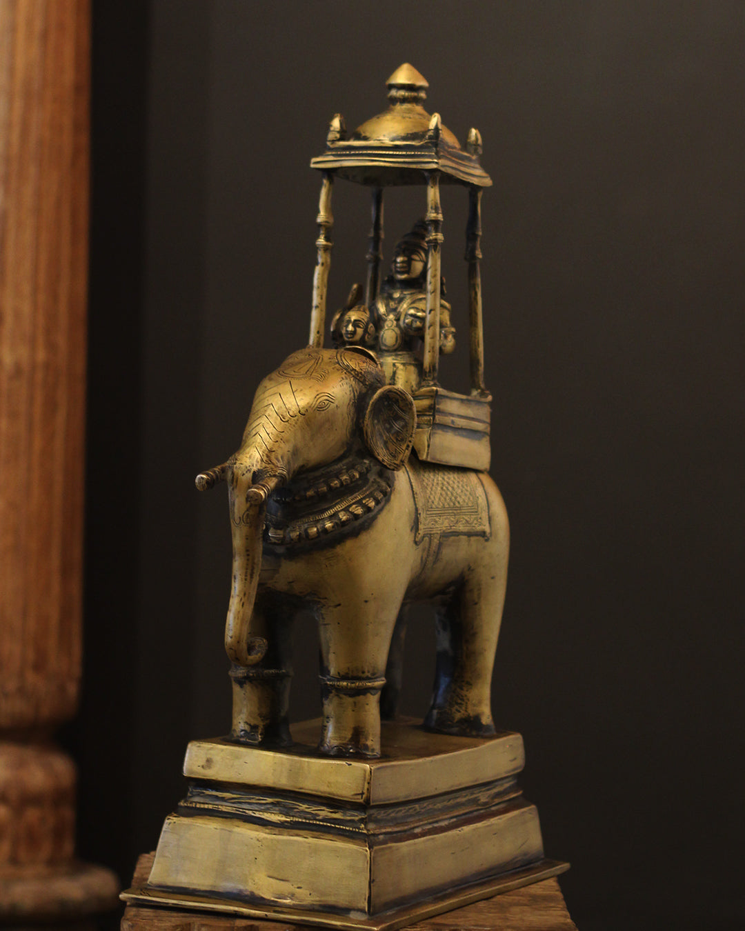 Brass Vintage Elephant With Mahavat