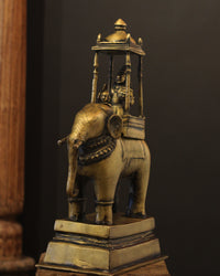 Brass Vintage Elephant With Mahavat