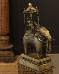 Brass Vintage Elephant With Mahavat