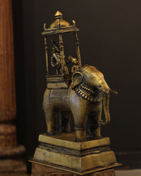 Brass Vintage Elephant With Mahavat