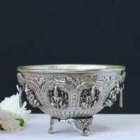 Silver Plated Brass Ashtalakshmi Urli Bowl | Handcrafted Puja Decor