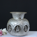 Silver Plated Brass Ashtalakshmi Kalash | Handcrafted Sacred Puja Vessel