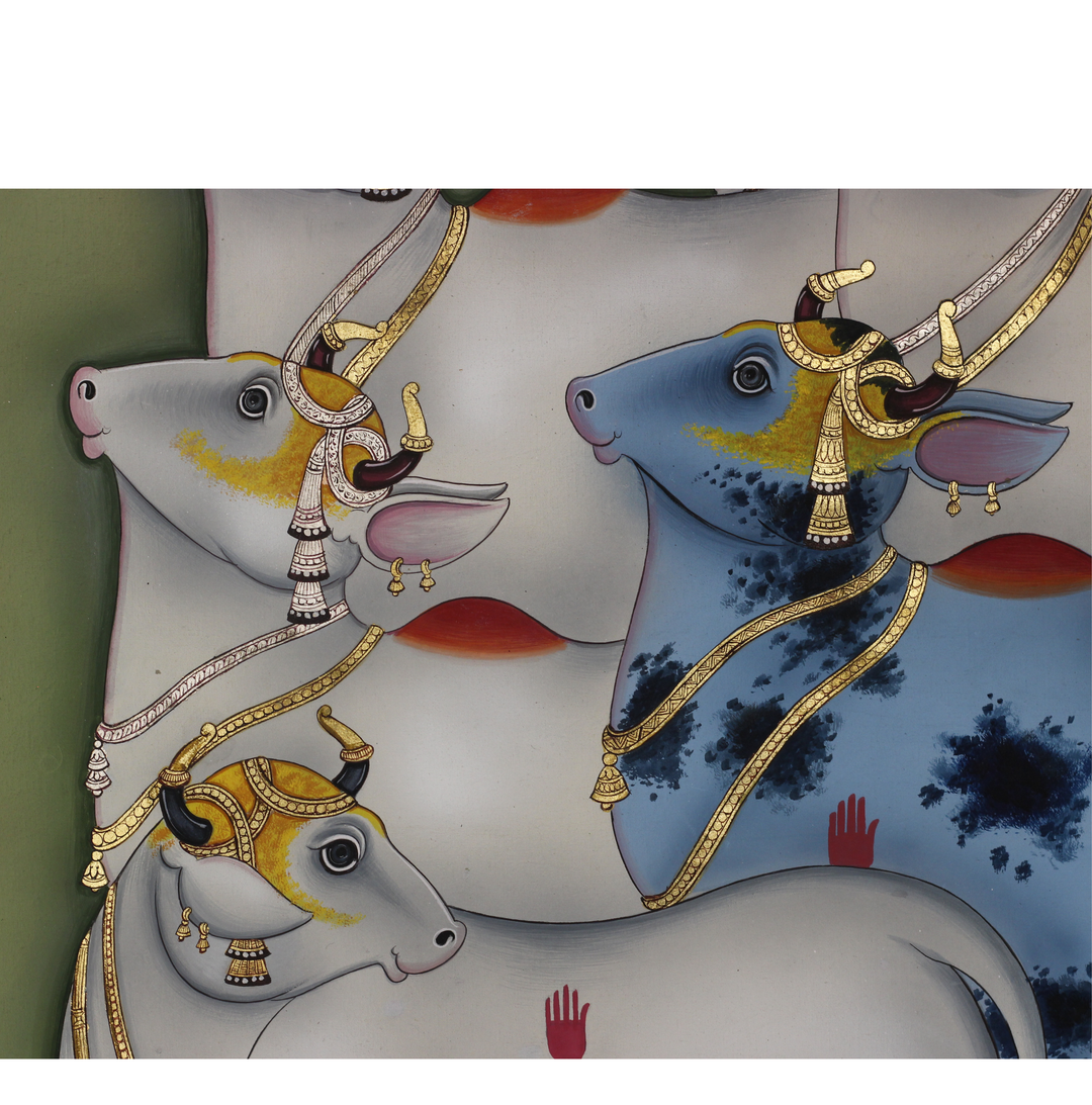 Traditional Pichwai Painting Sacred Cows