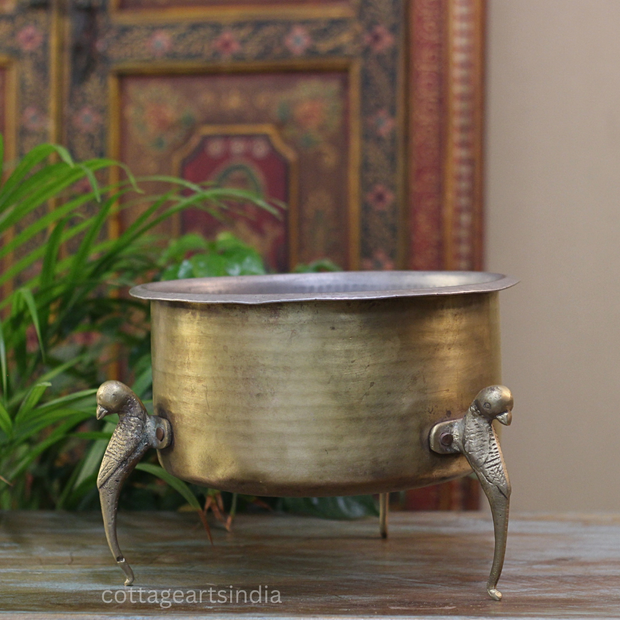 Brass Vintage Carved Planter