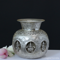 Silver Plated Brass Ashtalakshmi Kalash | Handcrafted Sacred Puja Vessel