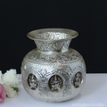 Silver Plated Brass Ashtalakshmi Kalash | Handcrafted Sacred Puja Vessel