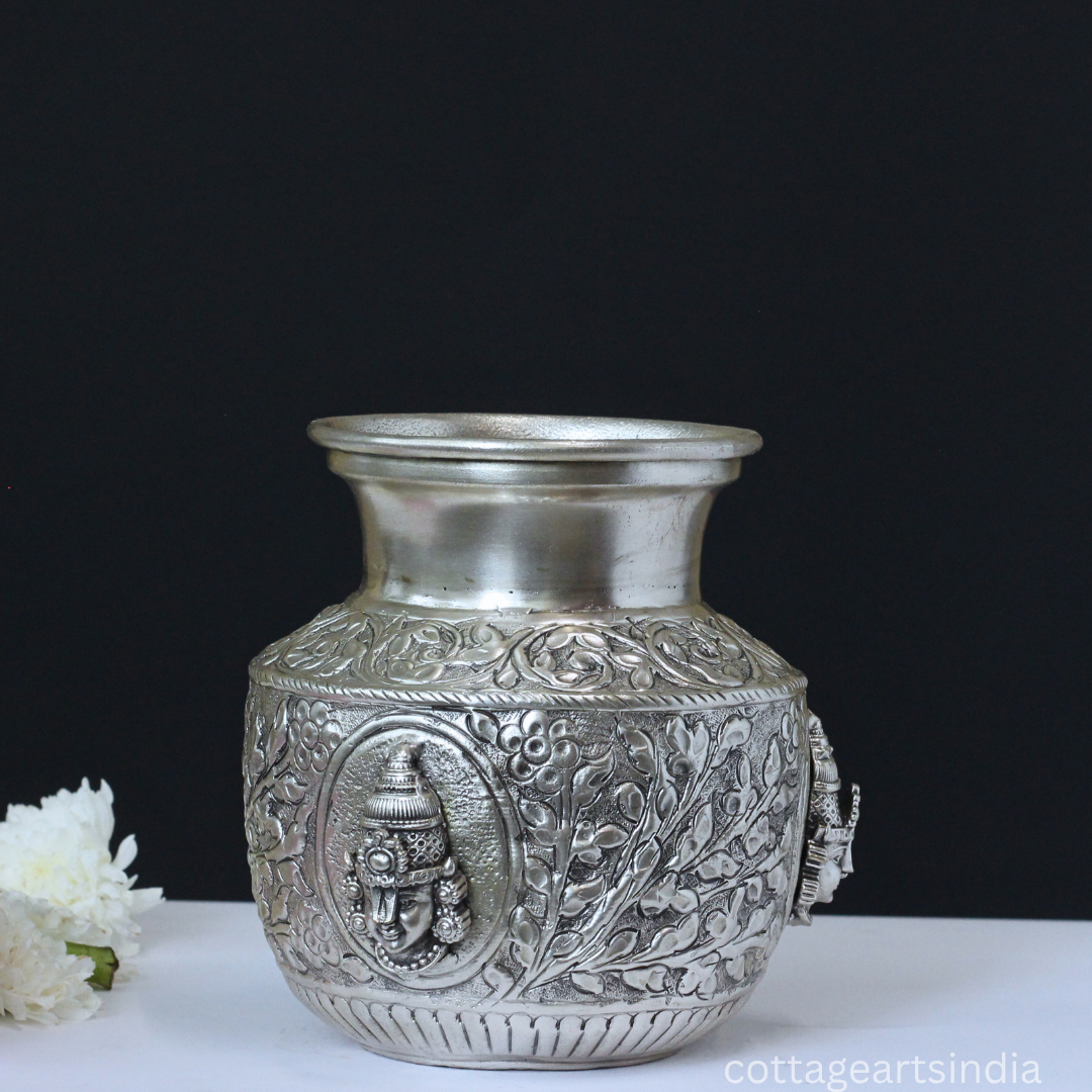 Silver Plated Brass Balaji Kalash | Handcrafted Lord Venkateswara Puja Vessel