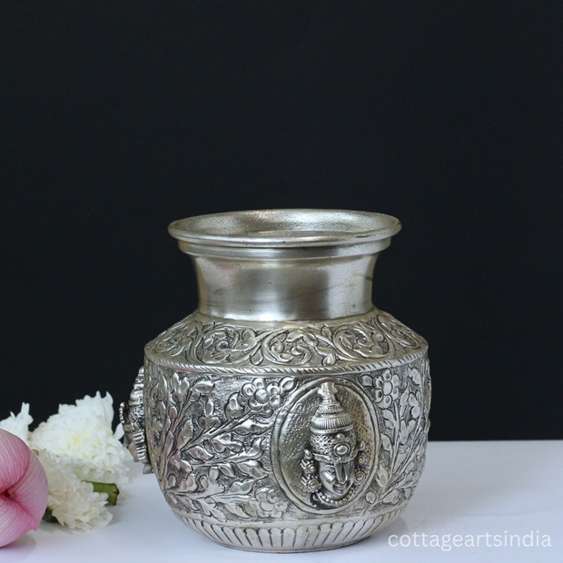 Silver Plated Brass Balaji Kalash | Handcrafted Lord Venkateswara Puja Vessel