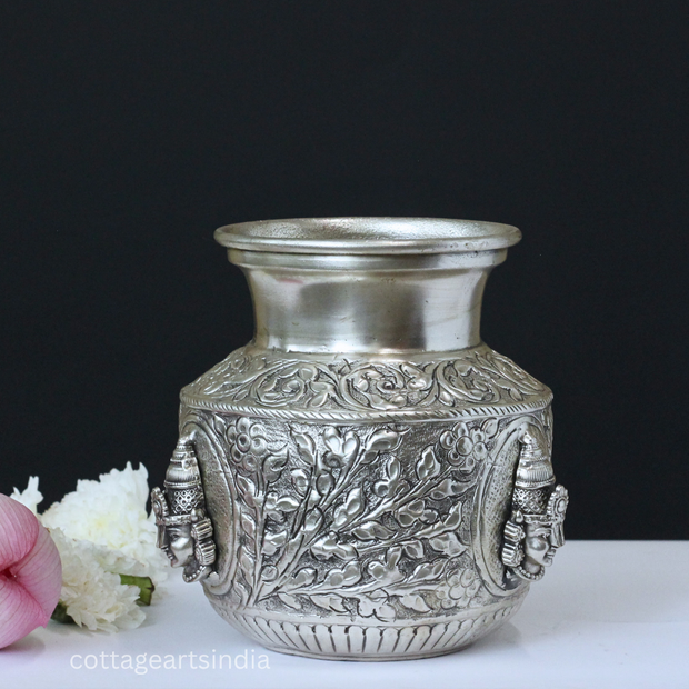 Silver Plated Brass Balaji Kalash | Handcrafted Lord Venkateswara Puja Vessel