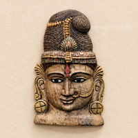 Wooden Parvathi Mask – Traditional Indian Wall Art