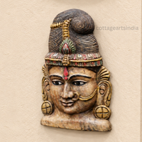 Wooden Parvathi Mask – Traditional Indian Wall Art
