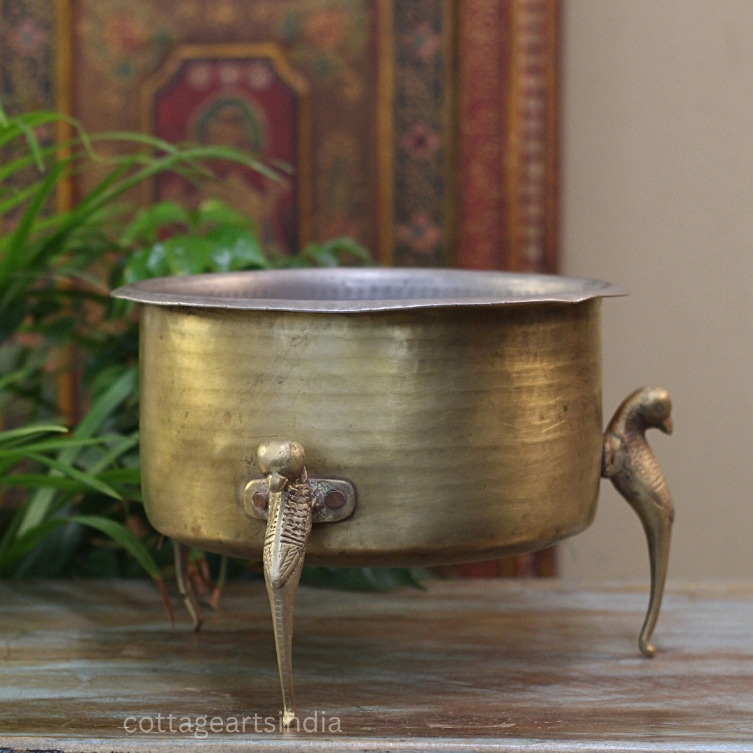 Brass Vintage Carved Planter