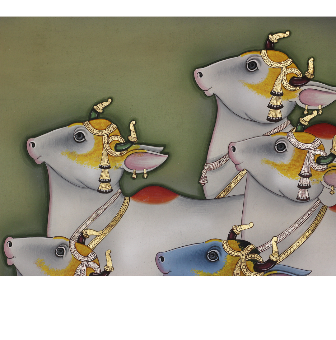 Traditional Pichwai Painting Sacred Cows