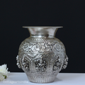 Silver Plated Brass Ashtalakshmi Kalash | Handcrafted Sacred Puja Vessel