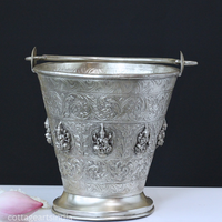 Silver Plated Brass Ashtalakshmi Puja Bucket | Handcrafted Sacred Ritual Vessel