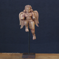 Woodcarved Gandharva Indian Angel Sculpture on Stand- Single