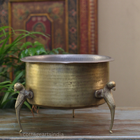 Brass Vintage Carved Planter