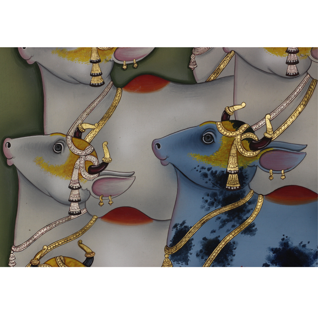 Traditional Pichwai Painting Sacred Cows