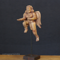 Woodcarved Gandharva Indian Angel Sculpture on Stand- Single