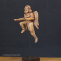 Woodcarved Gandharva Indian Angel Sculpture on Stand- Single