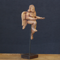 Woodcarved Gandharva Indian Angel Sculpture on Stand- Single